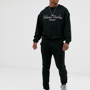 Sweat-shirt à col rond en coton noir pour homme Palazzo Vecchio Florence, manches longues, ensemble décontracté avec impression du logo sur le devant - Product Image 1