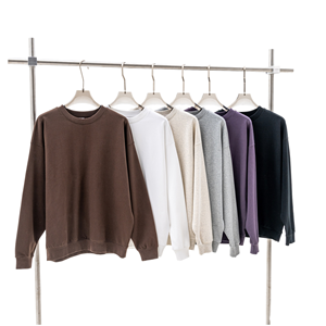 เสื้อสเวตเชิ้ตคอกลมโอเวอร์ไซส์แบบยูนิเซ็กซ์ สีพื้น ผ้าถัก แขนยาว สวมใส่สบายๆ สำหรับฤดูใบไม้ร่วง ผลิตจากผ้าฝ้าย 100% ย้อมสีพื้น - Product Image 6
