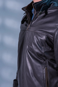 Chaqueta de Motero para Hombre de Alta Calidad Personalizable, Cierre de Cremallera, Estilo Urbano Moderno, Cuero Genuino, Logotipo OEM, Forro de Poliéster - Product Image 4