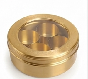 Boîte de rangement élégante en métal doré rond avec couvercle transparent pour articles divers, utilisation en armoire, anti-poussière, organisateur à un seul niveau - Product Image 1
