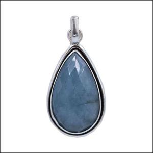 Pendentif de pierres précieuses en argent 925 fait à la main aigue-marine poire pierre taillée pendentifs et breloques de perles uniques - Product Image 1