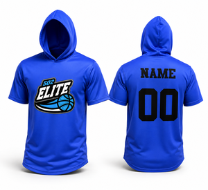 เสื้อฮู้ดบาสเก็ตบอล แขนสั้น ยูนิเซ็กส์ สีกรมท่า-เขียวไล่เฉด พิมพ์ลายโลโก้ ระบายอากาศได้ดี ผลิตจากโพลีเอสเตอร์ - Product Image 2