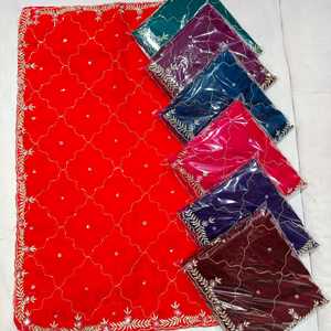 Saree en soie organza pure avec fil Zari paillettes pièce de chemisier long de Style indien et pakistanais pour les femmes pour les fêtes de mariage - Product Image 1