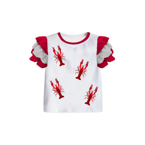 Crawfish <b>Patchwork</b> O-Neck Sleeveless Midi Kids Dress Wholesale Cute Cotton Dresses Toddler Embroidered Patches ODM - Product Image 5