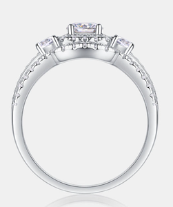 Anillo de Plata de Ley 925 con Moissanita, Corte Princesa, Tres Piedras, Anillo de Compromiso, Chapado en Oro Rosa, Joyería de Boda - Product Image 1