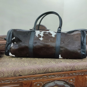 Bolsa de Viaje de Cuero Genuino con Pelo, Estilo Vintage, con Cierre de Cremallera, Portátil, Gran Capacidad, para Fin de Semana, LHDB-0005 - Product Image 6