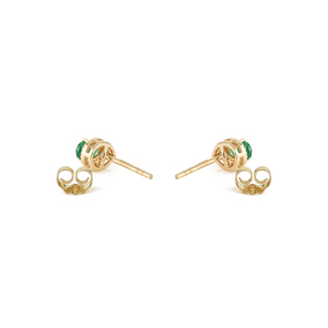 Dainty Minimalist Simple <b>Emerald</b> & Diamond Wholesale Pear Shape Halo <b>Stud</b> Earrings For Girls 14K Real Yellow Gold Women Jewelry - Product Image 6