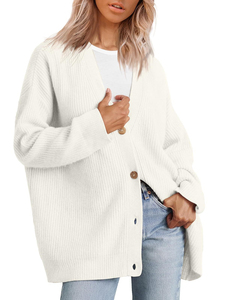 Women's Custom Color Drop Shoulder Oversized Button Down Winter Thick Warm Your Own Brand Name Chenille Patches <b>Cardigan</b> <b>Sweater</b> - Product Image 3