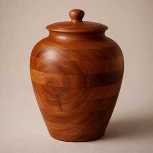 Urna Funeraria Moderna de Madera Maciza Pulida Hecha a Mano para Adultos, Caja Decorativa Redonda de Madera Tallada a Mano para Funeral - Product Image 2