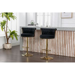 Sgabelli da Bar girevoli Set di 2 sedie da pranzo regolabili in altezza da bancone con comodo poggiapiedi per uso cucina - Product Image 5