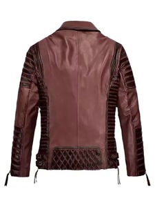 Chaqueta de cuero para motociclista Ernesto Maroon para hombre - Product Image 2