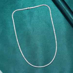 Collar de tenis de moda popular de 2MM con diamante de moissanita de corte redondo y plata 925, regalo de cumpleaños para fiesta, amuleto de joyería - Product Image 3