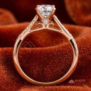 Elegant Rose <b>Gold</b> Bridal <b>Set</b> - Geometric Criss-Cross Halo <b>Ring</b> & Curved Eternity Band - 2-in-1 Romantic Wedding <b>Ring</b> <b>Set</b> - Product Image 2