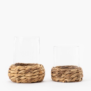 Meilleure vente de porte-bougie en verre nordique couvercle résistant à la chaleur anti-dérapant tissage porte-jacinthe d'eau pour bougies - Product Image 6