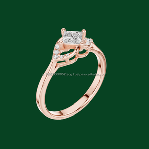 แหวนสัญญาเพชรโมอิสสีทอง14k ประดับพลอยอัญมณีทันสมัย - Product Image 1