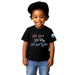 T-shirt graphique noir à manches courtes pour tout-petits, imprimé lettres colorées, col rond, décontracté, léger, mode quotidienne pour garçons - Product Image 1