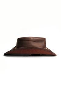 Chapeau de cowboy western en cuir véritable marron patiné Heritage avec sangle à concho croisée et large bord, style ranch, pour hommes et femmes - Product Image 6