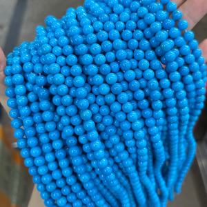 Cuentas redondas de turquesa azul Sleeping Beauty, piedras preciosas sueltas para la fabricación de joyería, lote a granel - Product Image 3