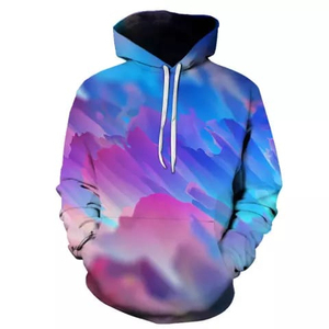 Sweat-shirt à capuche en polaire pour homme, motif floral bleu galaxie, imprimé, décontracté, pour l'hiver - Product Image 5