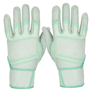 Custom Adult Baseball Batting Gloves Soft Leather Ventilated Grip Gloves Adjustable Strap Mint Green Training OEM Factory Supply - Product Image 3
