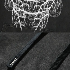 Sweat-shirt à capuche oversize délavé pour homme, style techwear vintage streetwear, imprimé graphique éclair gothique, cyberpunk hip hop - Product Image 3