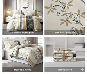 Parure de lit de luxe moderne en polyester tissé pour lit King Size – Drap-housse et taies d'oreiller résistants à la décoloration – Collection Hôtel - Product Image 2
