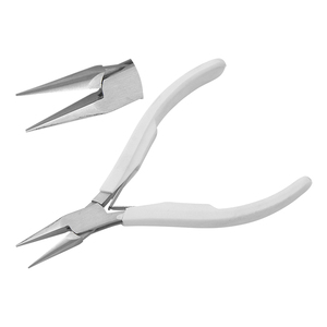 Pince à bec fin en acier inoxydable de 120 mm, à chaîne lisse, avec poignée en plastique blanc à ressort, pour la fabrication de bijoux de précision, avec fonction de serrage de circlips, OEM - Product Image 1