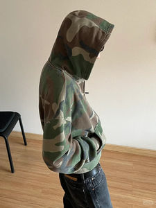 Sudadera con capucha y cremallera de camuflaje con estampado completo personalizado, estilo streetwear vintage, corte holgado, peso pesado, oversize, chaqueta con cremallera vintage oversize - Product Image 5