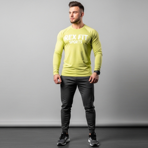 REXFIT SPORTS Camisetas Deportivas de Manga Larga para Hombre, Ropa Deportiva de Punto de Alta Calidad - Product Image 4