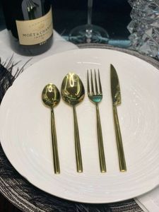 Portuguese Style Gold Silverware Set 4 Pcs Lightweight Stainless Steel Luxury Flatware Sets For <b>Wedding</b> Party Table Accessories - Product Image 2