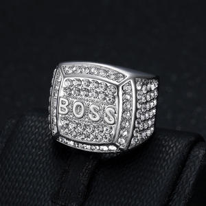 <b>Titanium</b> Gemstone <b>Ring</b> Channel Setting Crystal Rhinestone Unisex Hiphop Jewelry Gift Wedding Party Customized Size - Product Image 3
