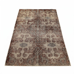 Tapis décoratif antidérapant en laine beige terre cuite et gris, motif géométrique à médaillon, pour salon, hôtel, salle de bain - Product Image 2