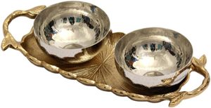 Serving tray with bowls snack serving tray bowl set serving set 2 bowl tray dry fruit serving tray snack tray with bowls - Product Image 4