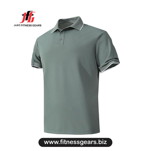 Polo à manches courtes pour homme, couleur unie, tissage Oxford, style décontracté, coupe classique, col boutonné, gris, bleu, rouge, noir - Product Image 3