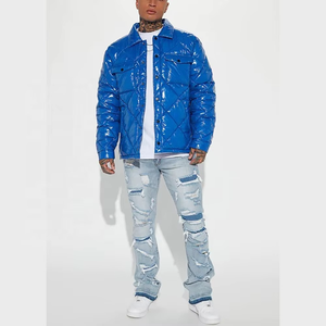 Jeans déchirés bleus pour hommes, design américain tendance, logo personnalisé OEM, haute qualité, 100% coton, pantalon en denim pour hommes - Product Image 3