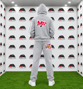 Survêtement d'hiver personnalisé avec logo brodé, sweat à capuche oversize léger et uni, pantalon de jogging droit, streetwear 100% coton - Product Image 2