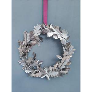 Modern Metal Poinsettia Wreath Handmade Iron Silver Gold Leaf Garland Hoop Christmas Front Door Wall Decor <b>Sign</b> - Product Image 4