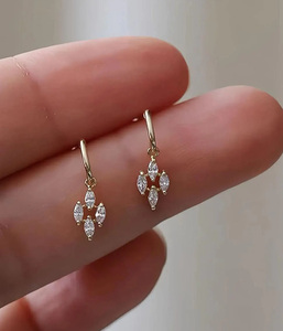 Clásicos Pendientes de Diamantes Cultivados en Laboratorio, Corte Marquesa, Certificados por IGI, Chapados en Oro Vintage, para Uso Diario, Regalo para Mujer - Product Image 3