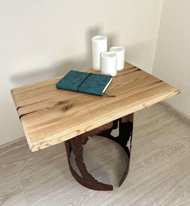 bedside <b>table</b> metal frame wood top (UK term: bedside <b>table</b>) <b>sofa</b> side <b>table</b> metal wood small end <b>table</b> wood and metal Iron & Sol - Product Image 6