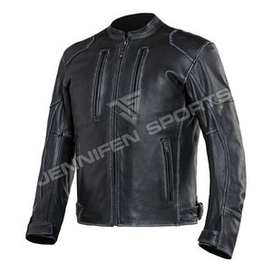 Veste en cuir de vachette véritable pour homme, style motard, noire, fabriquée par des fabricants de vestes en cuir pour moto. - Product Image 3