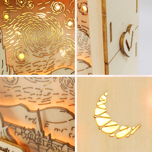 Puzzle 3D in Legno per Adulti - Decorazioni da Scrivania con Luce Notturna Cielo Stellato, Regali di Compleanno per Donne, Kit Modellismo in Legno per Bambini - Product Image 6