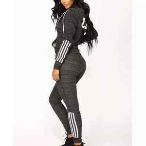 Conjunto Deportivo de 2 Piezas para Mujer, Sudadera con Capucha, Conjunto Deportivo a Rayas, Ropa Deportiva para Mujer - Product Image 2