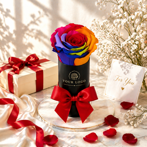 Boîte cadeau de luxe, rose éternelle préservée, fleur naturelle, cadeau pour la Saint-Valentin, cadeau pour la fête des mères, logo personnalisé, fournisseur en gros - Product Image 2