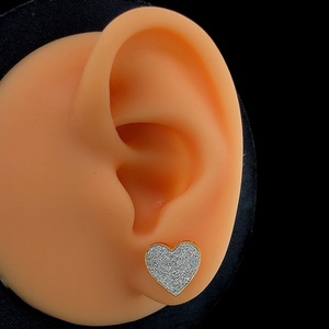 Pendientes de Plata 925 con Baño de Oro Vermeil, Diseño de Corazón con Racimo de Diamantes de Laboratorio con Corte Brillante |   Pendientes de Diamantes con Forma de Corazón para Mujer - Product Image 4