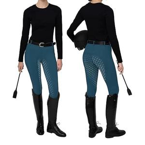 Pantalon d'équitation taille haute pour femme, long, en tricot extensible (spandex et nylon), extensible dans quatre directions, couleur unie noir, avec ceinture 2026 - Product Image 1
