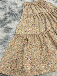 กระโปรงยาวลายดอกไม้สำหรับฤดูร้อนความยาว106ซม. เดรส100% ผ้าฝ้ายโพลีเอสเตอร์กระโปรงยาวแต่งระบายแบบเรียบ - Product Image 3