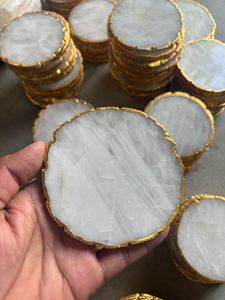 Natural Salt Agate <b>Coasters</b> Set Hand Polished <b>Crystal</b> Slices Healing Stone Home Decor Luxury Wholesale Tableware - Product Image 2