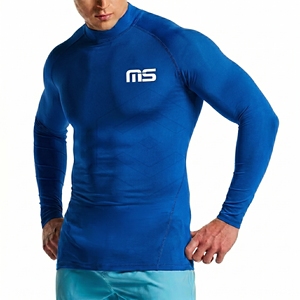 Custom Logo Men's Long Sleeve <b>Compression</b> Rash Guard Quick Dry Front Logo Gray Full Sleeve Sport Top - Product Image 4