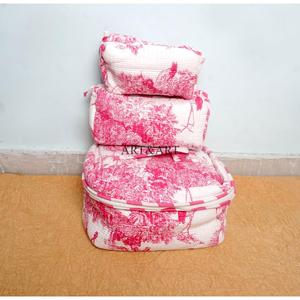 Juego de 3 Bolsas de Aseo Acolchadas de Algodón Estampado Indio, Neceser, Estuche de Afeitado, Estuche de Maquillaje de Viaje, Bolsas y Estuches para Cosméticos - Product Image 3