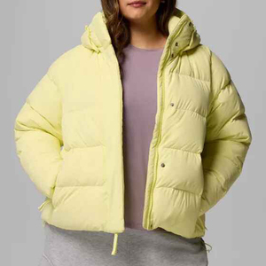Custom Women's <b>Cropped</b> Shiny <b>Puffer</b> <b>Jacket</b> Hooded Lightweight High Collar Hood Winter Streetwear Outerwear - Product Image 2